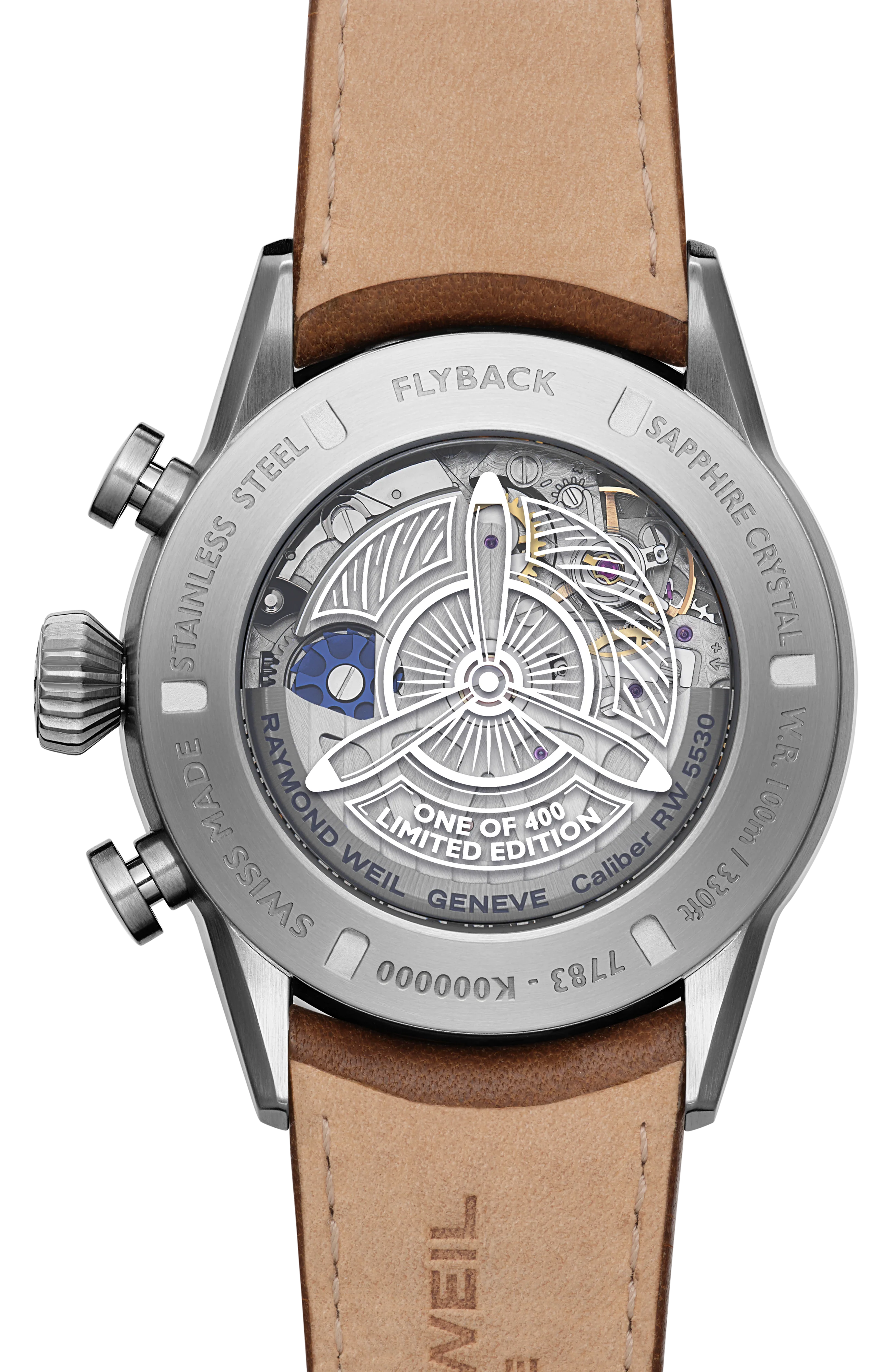 Freelancer Men's Pilot Flyback Chronograph Leather Automatic Watch, 42 mm - Image 3