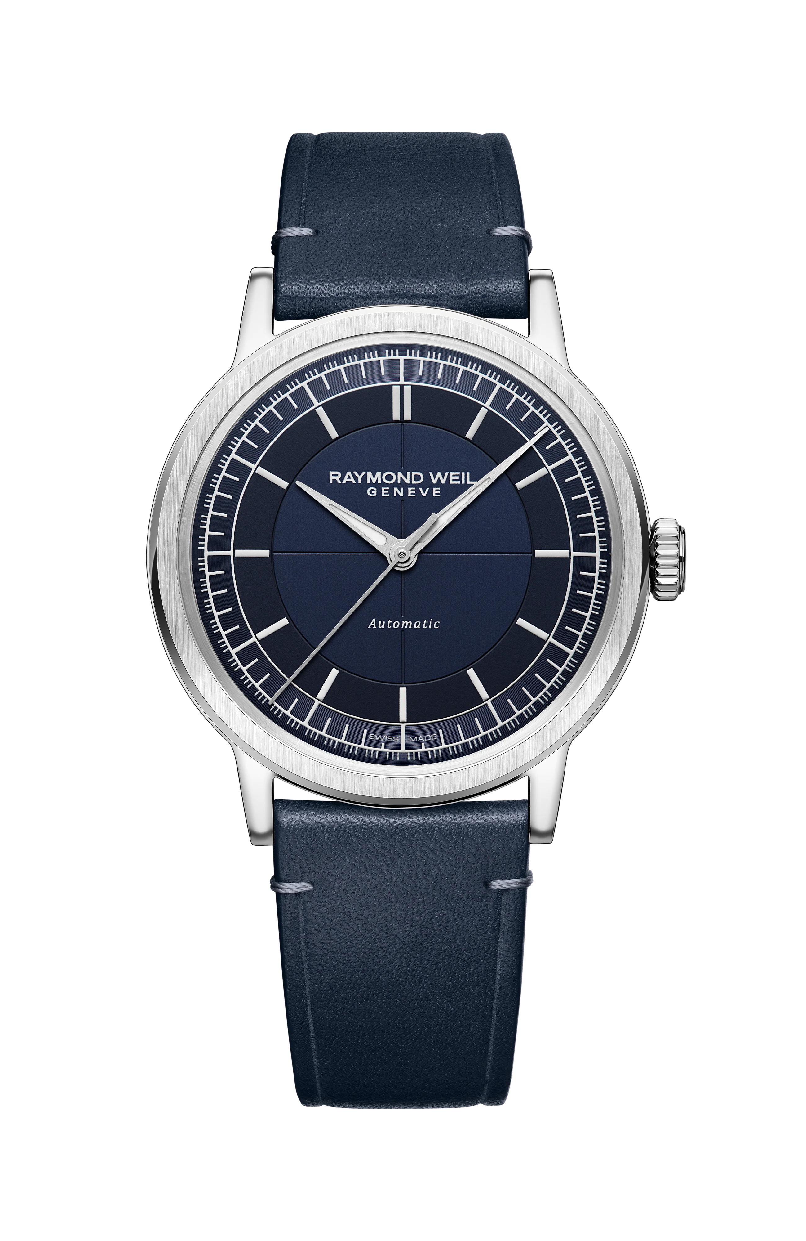 Millesime Men's Automatic Blue Leather Strap Watch, 39 mm